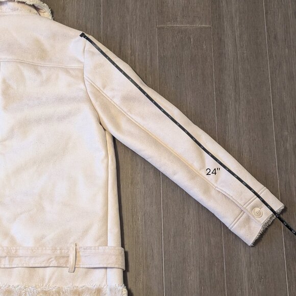 Forever 21 Faux Fur Lined Sherpa Moto Jacket, Cream, Size M - Picture 11 of 13